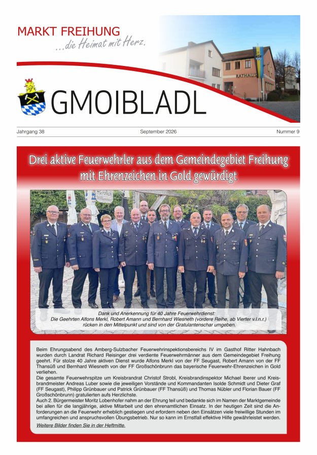 Markt Freihung Mitteilungsblatt Titelblatt 09/2026