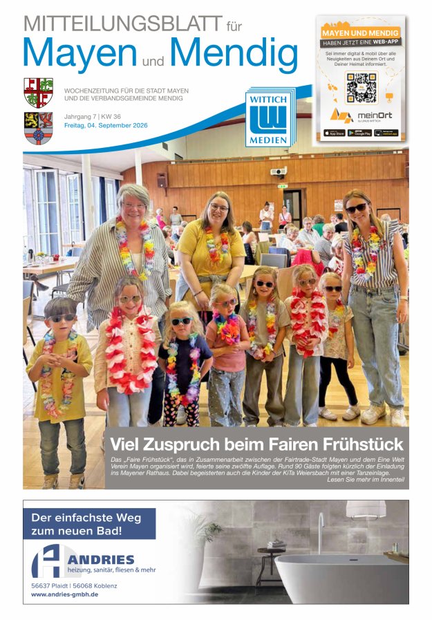 Mitteilungsblatt für Mayen und Mendig Titelblatt 36/2026