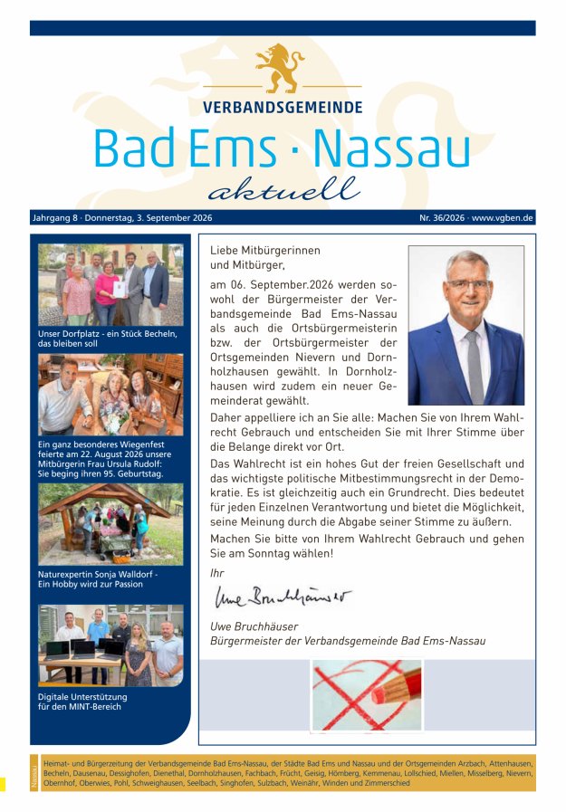 Bad Ems-Nassau aktuell Ausgabe Nassau Titelblatt 35/2026