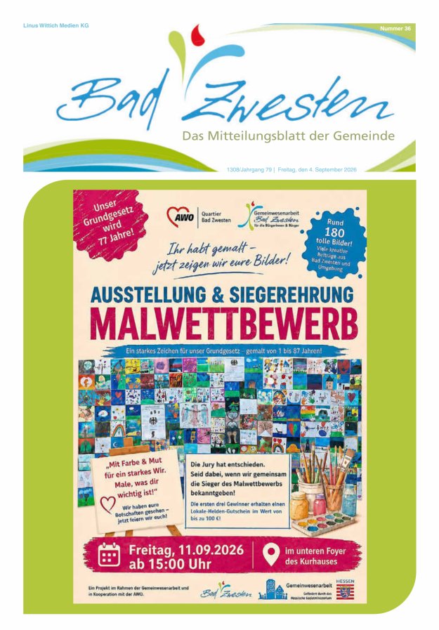 Heimatzeitung Bad Zwesten Titelblatt 36/2026