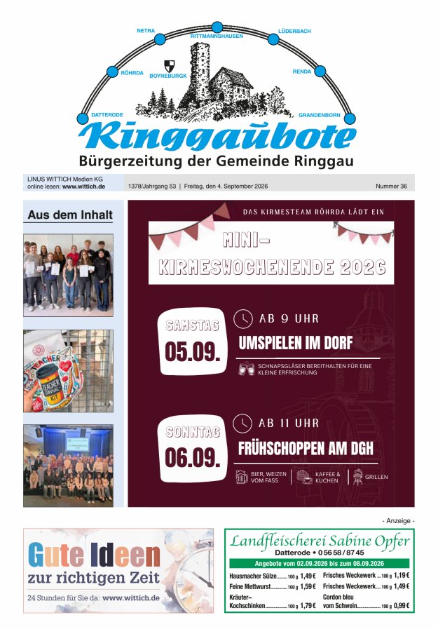 Ringgaubote Titelblatt 36/2026