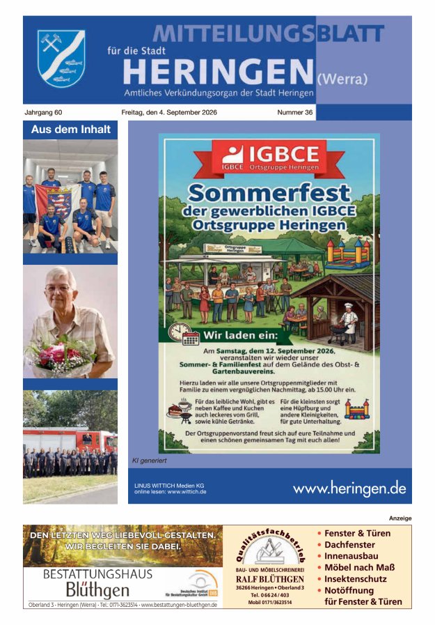 Mitteilungsblatt Heringen Titelblatt 36/2026