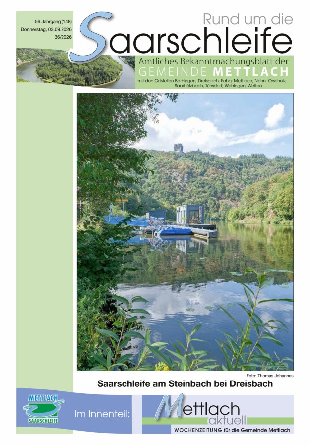 Rund um die Saarschleife Gemeinde Mettlach Titelblatt 36/2026