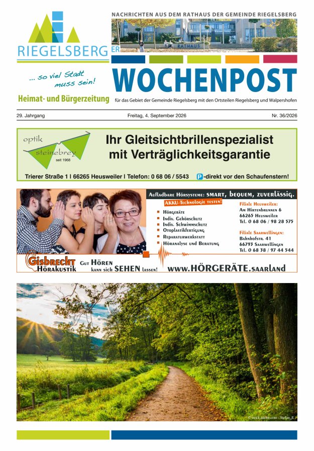 Riegelsberger Wochenpost Titelblatt 36/2026