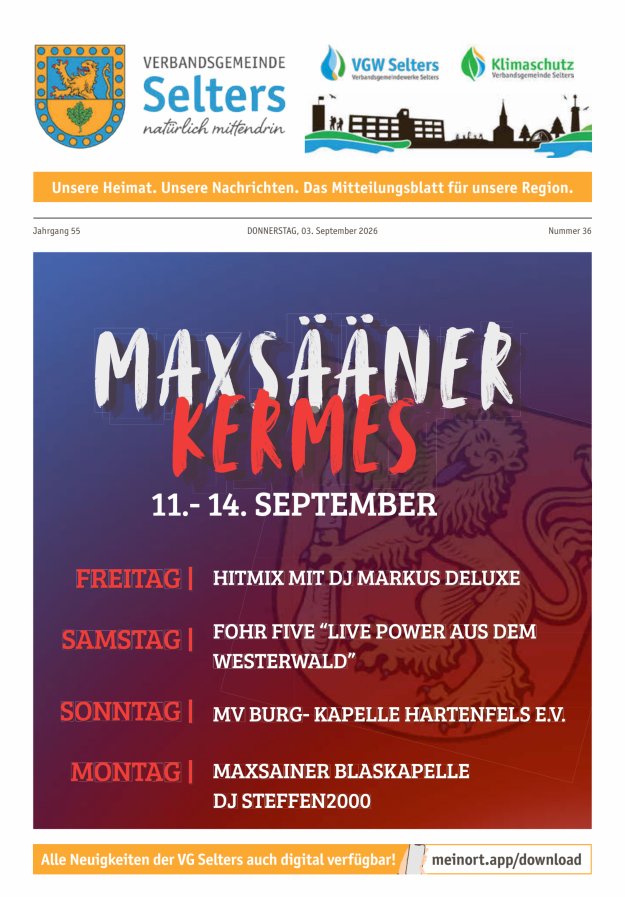 Unsere Verbandsgemeinde Selters Ww Titelblatt 36/2026