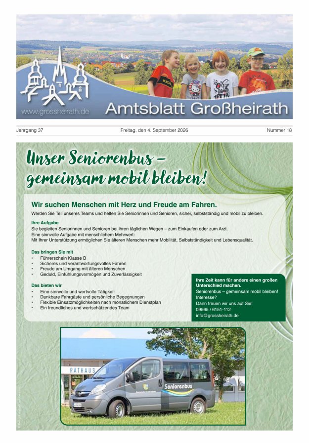 Amtsblatt Großheirath Titelblatt 18/2026