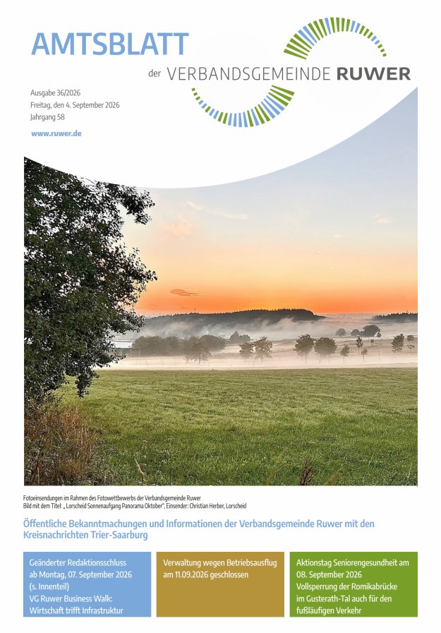 Amtsblatt VG Ruwer Titelblatt 36/2026
