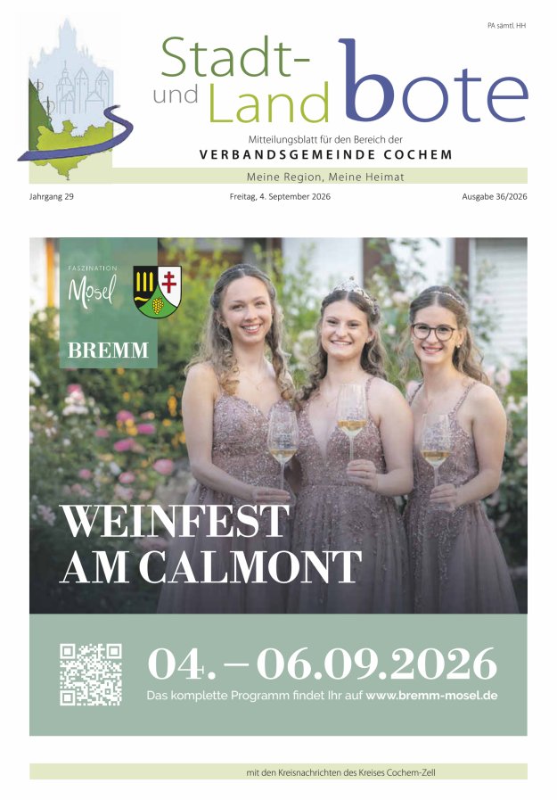 Stadt- und Landbote VG Cochem Titelblatt 36/2026