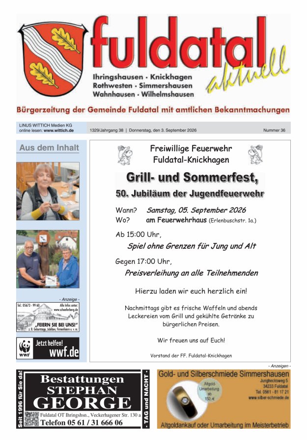 Fuldatal aktuell Titelblatt 36/2026