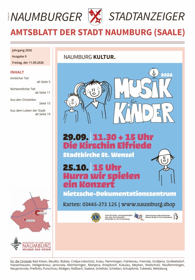 Amtsblatt der Stadt Naumburg (Saale) Titelblatt 09/2026