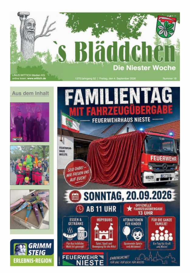 Niester Woche Titelblatt 18/2026