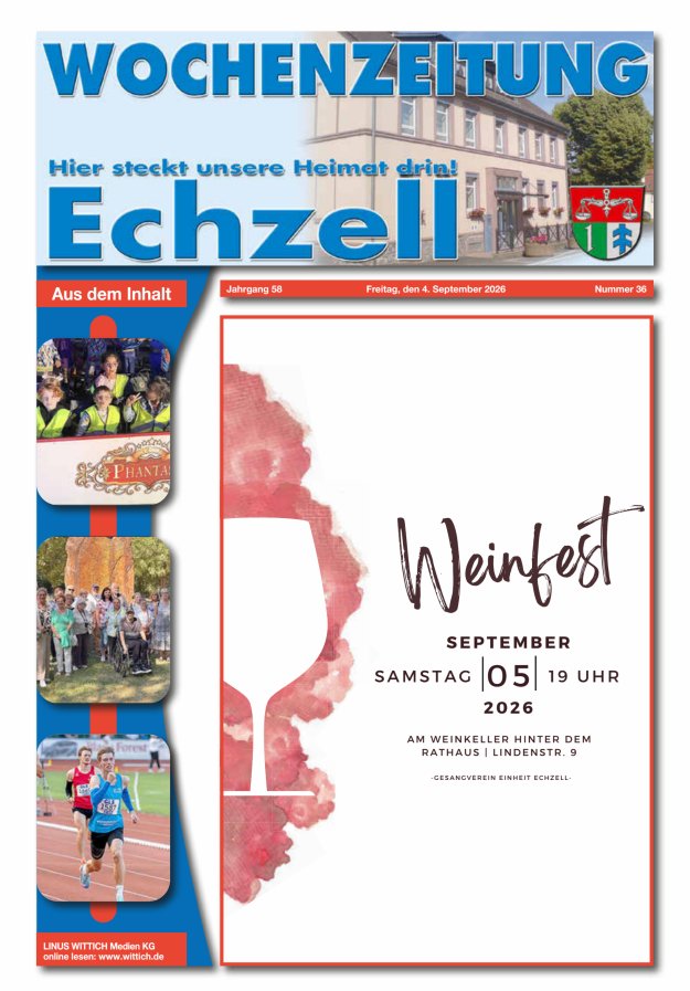 Wochenzeitung für die Gemeinde Echzell Titelblatt 36/2026