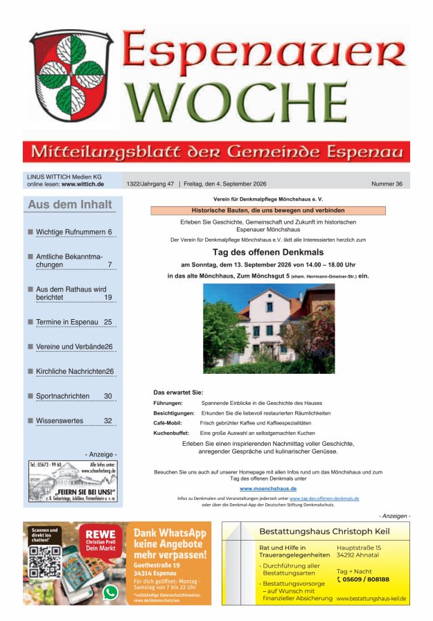 Espenauer Woche Titelblatt 36/2026