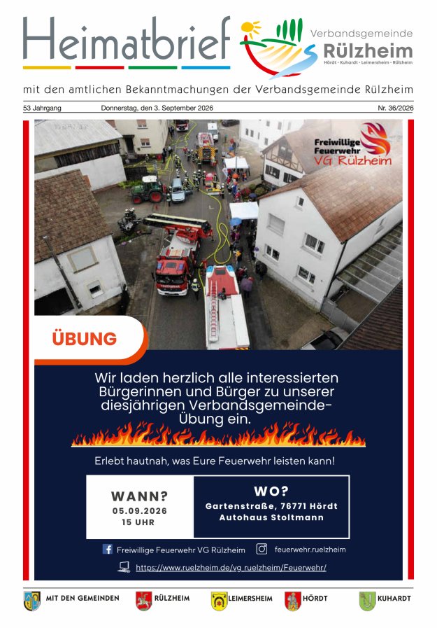 Heimatbrief VG Rülzheim Titelblatt 36/2026