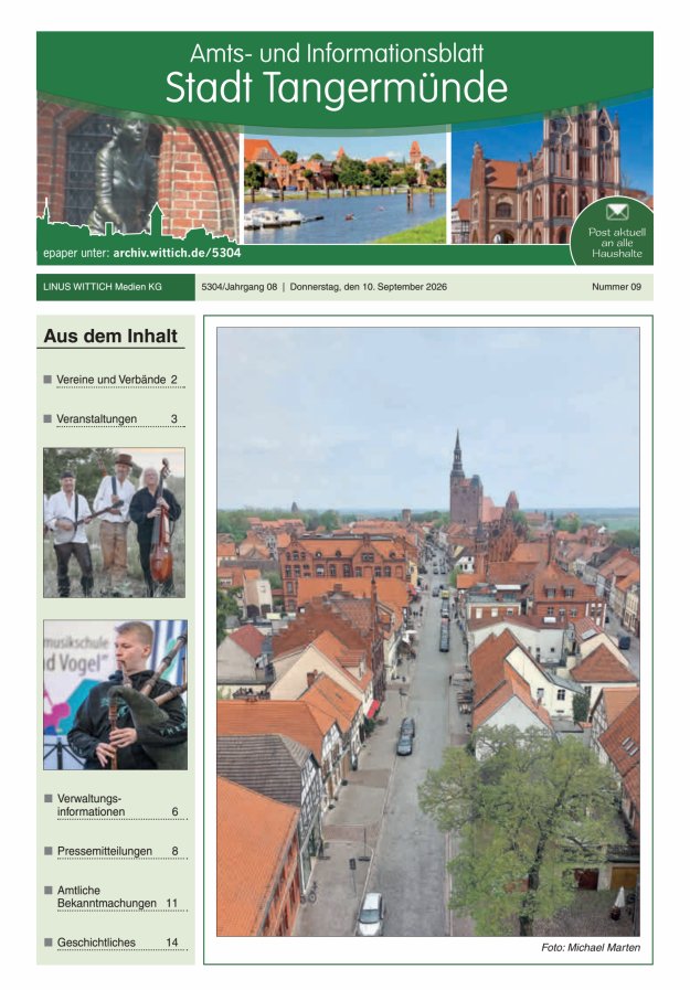 Tangermünde Titelblatt 09/2026