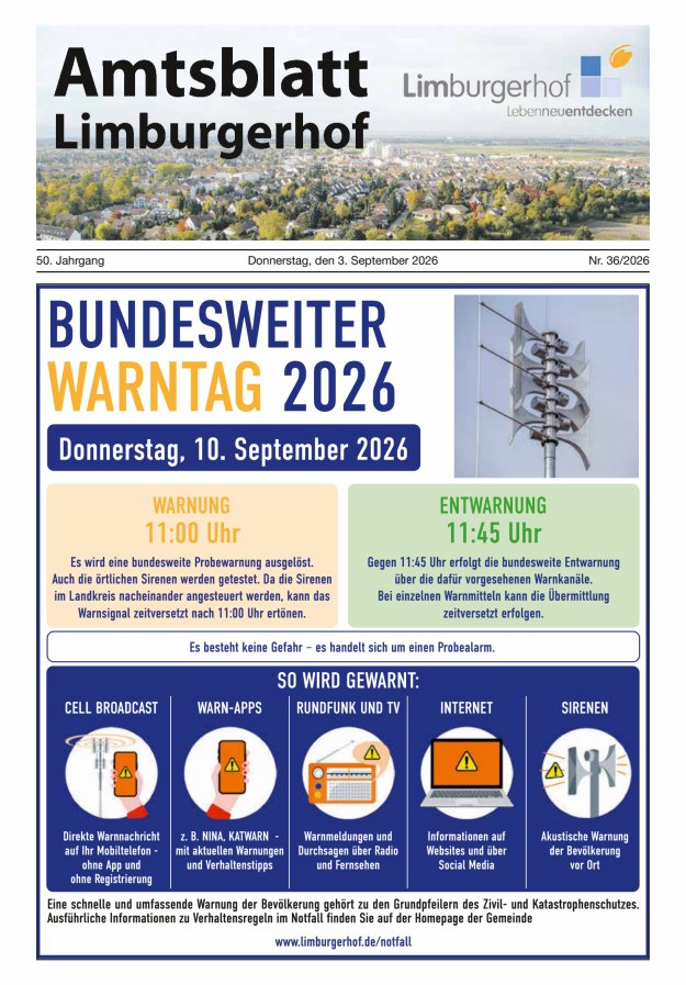 Amtsblatt Limburgerhof Titelblatt 36/2026