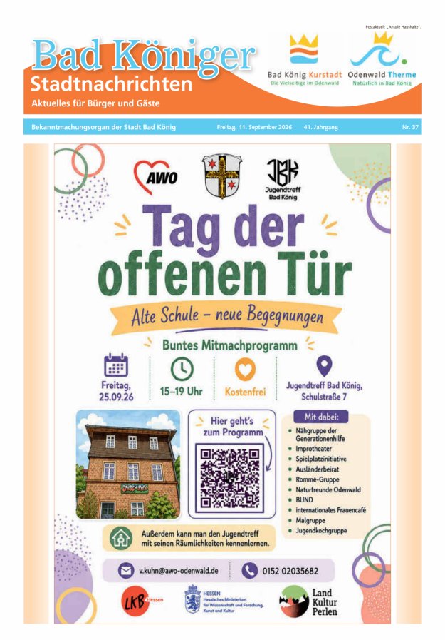 Bad Königer Stadtnachrichten und Badeblatt Titelblatt 37/2026