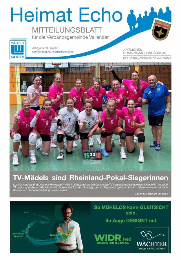 Heimat-Echo - Heimat- und Bürgerzeitung Verbandsgemeinde Vallendar Titelblatt 36/2026