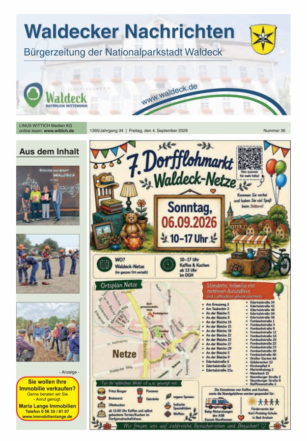 Waldecker Nachrichten Titelblatt 36/2026