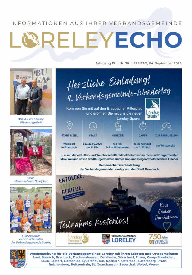 Loreley-Echo - Mitteilungsblatt der Verbandsgemeinde Loreley Titelblatt 36/2026