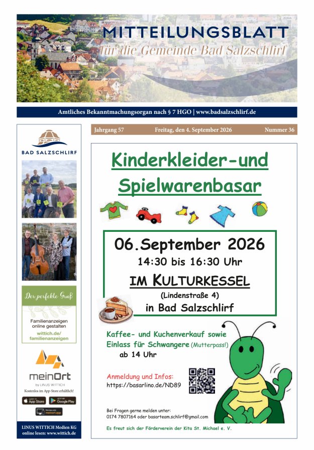 Amtliches Bekanntmachungsorgan der Gemeinde Bad Salzschlirf Titelblatt 36/2026