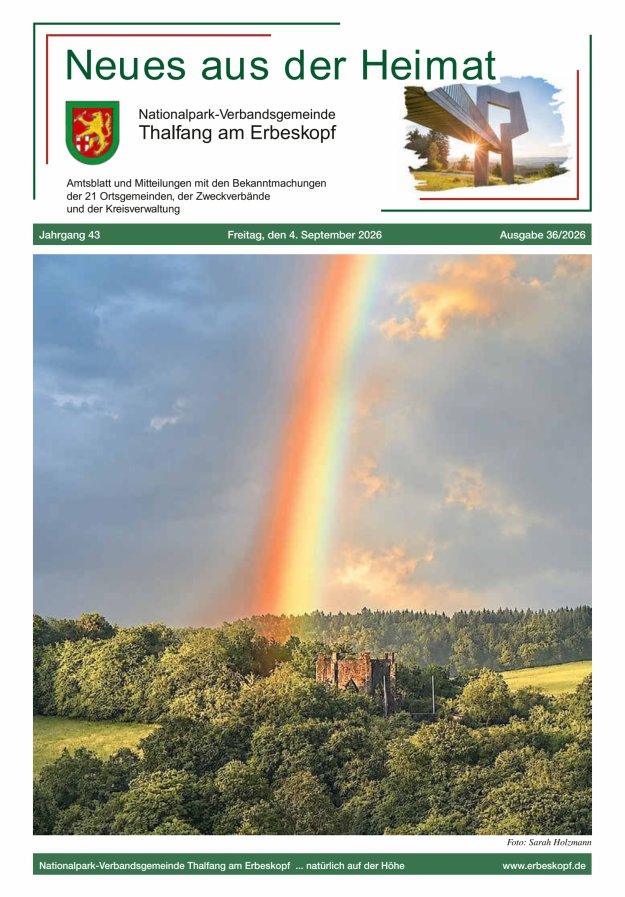 Thalfang aktuell - Amtsblatt VG Thalfang Titelblatt 36/2026