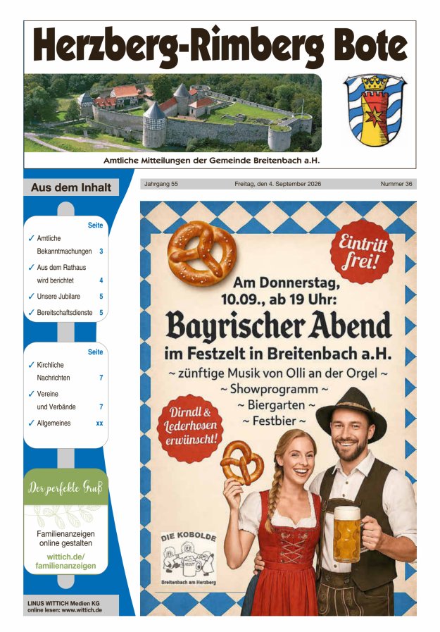 Herzberg-Rimberg Bote Titelblatt 36/2026