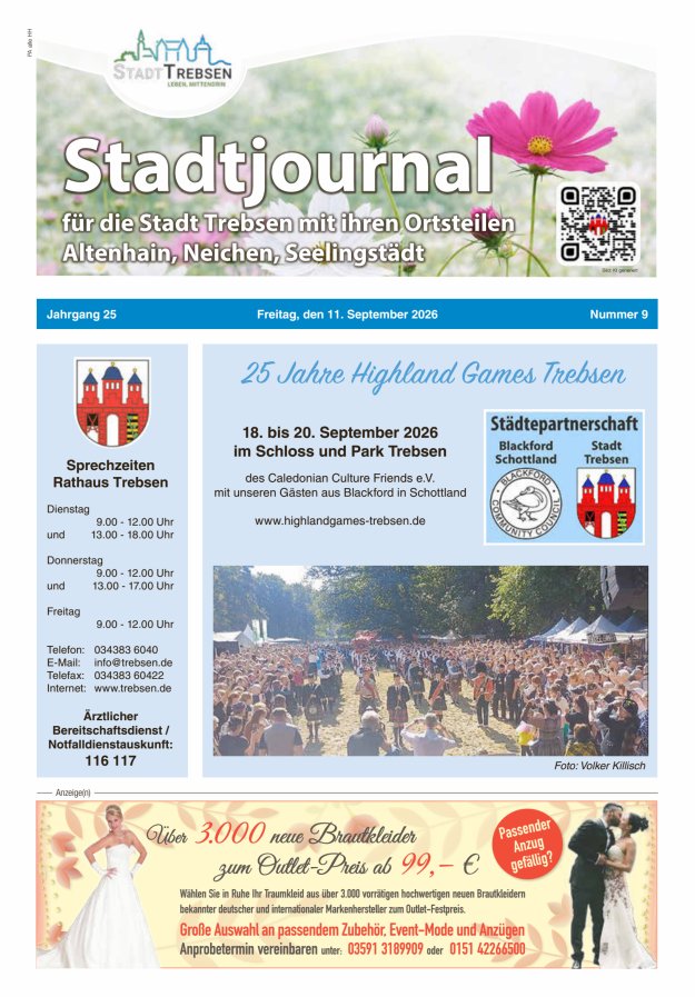 Stadtjournal der Stadt Trebsen mit ihren Ortsteilen Titelblatt 09/2026