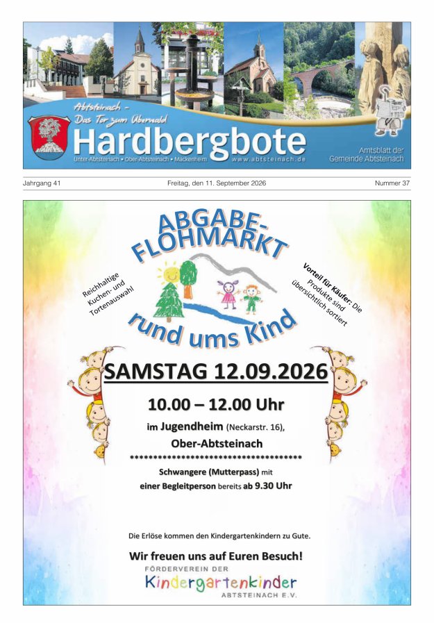 Hardbergbote - Mitteilungsblatt der Gemeinde Abtsteinach Titelblatt 37/2026
