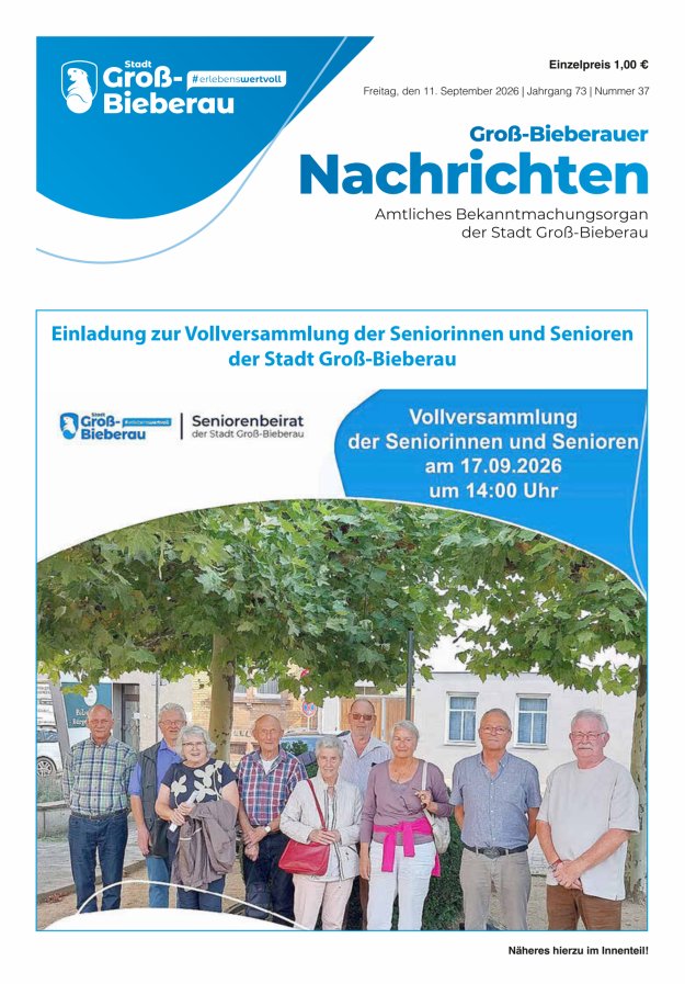 Groß-Bieberauer Nachrichten Titelblatt 37/2026