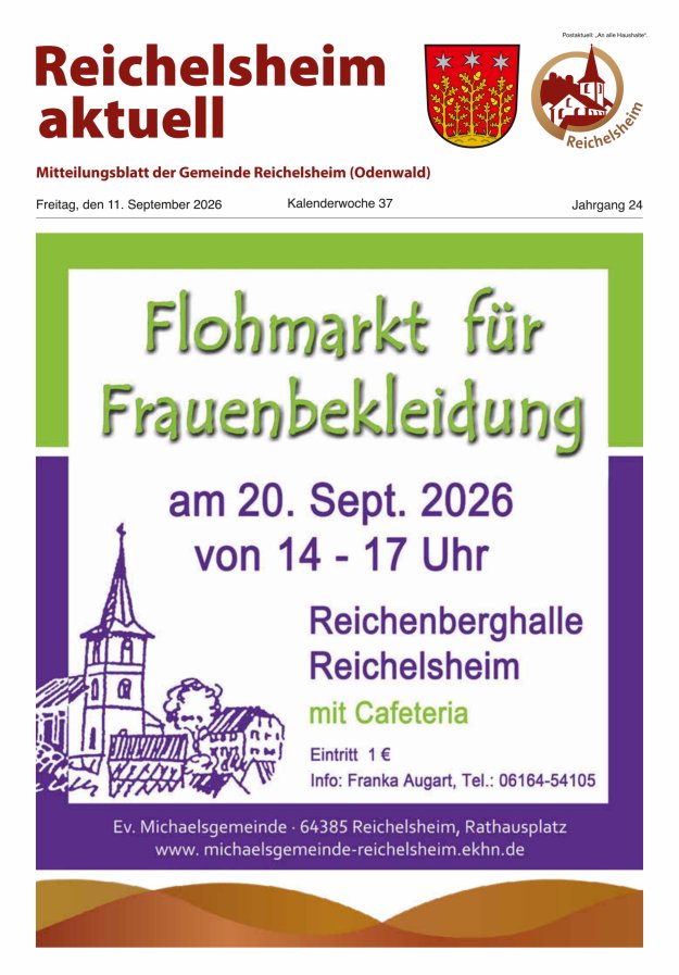 Reichelsheim aktuell - Amtsblatt der Gemeinde Reichelsheim(Odenwald) Titelblatt 37/2026