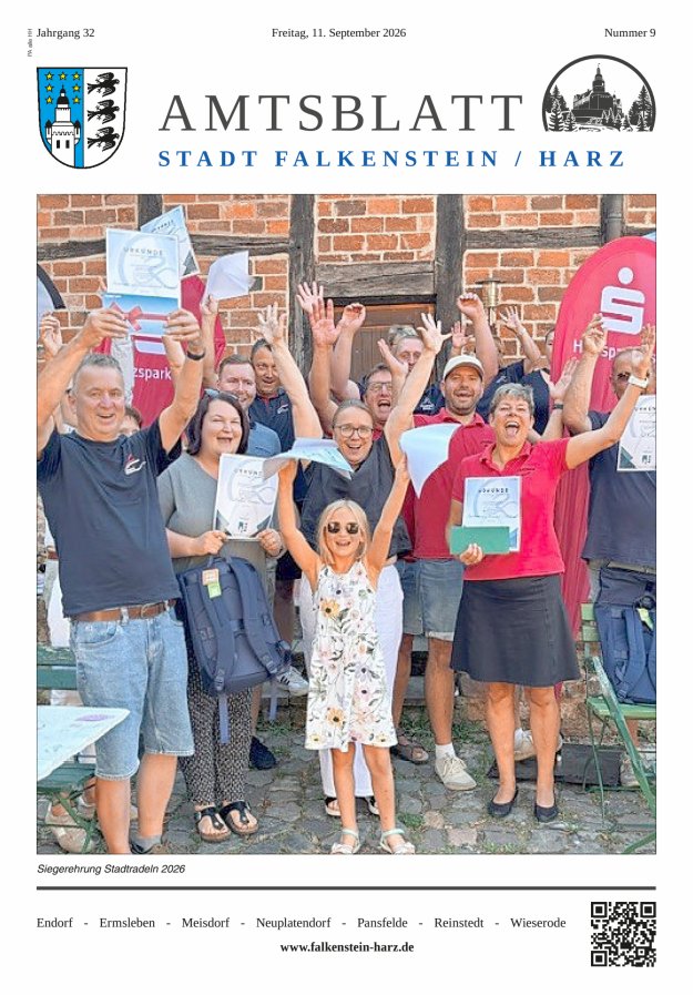 Amtsblatt der Stadt Falkenstein/Harz Titelblatt 09/2026
