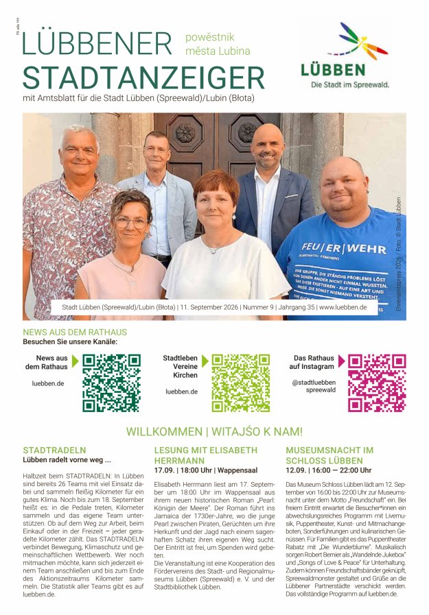 Lübbener Stadtanzeiger mit Amtsblatt für die Stadt Lübben (Spreewald) Titelblatt 09/2026