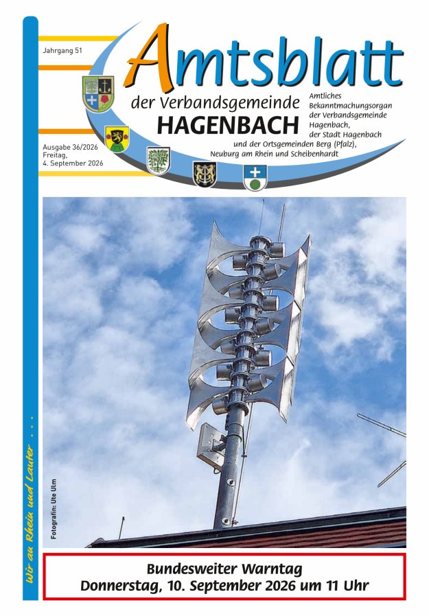 Amtsblatt der VG Hagenbach Titelblatt 36/2026
