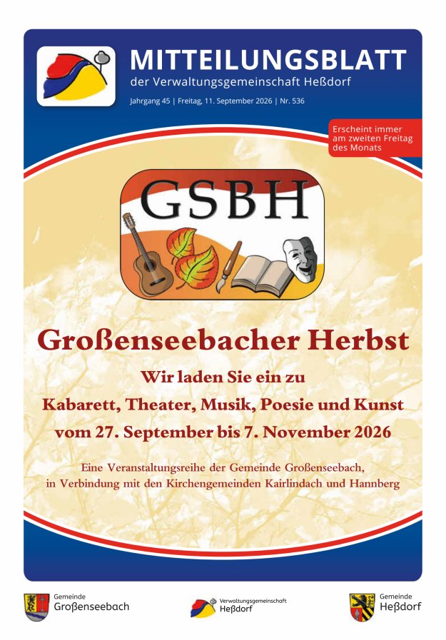 Mitteilungsblatt der Verwaltungsgemeinschaft Heßdorf Titelblatt 536/2026