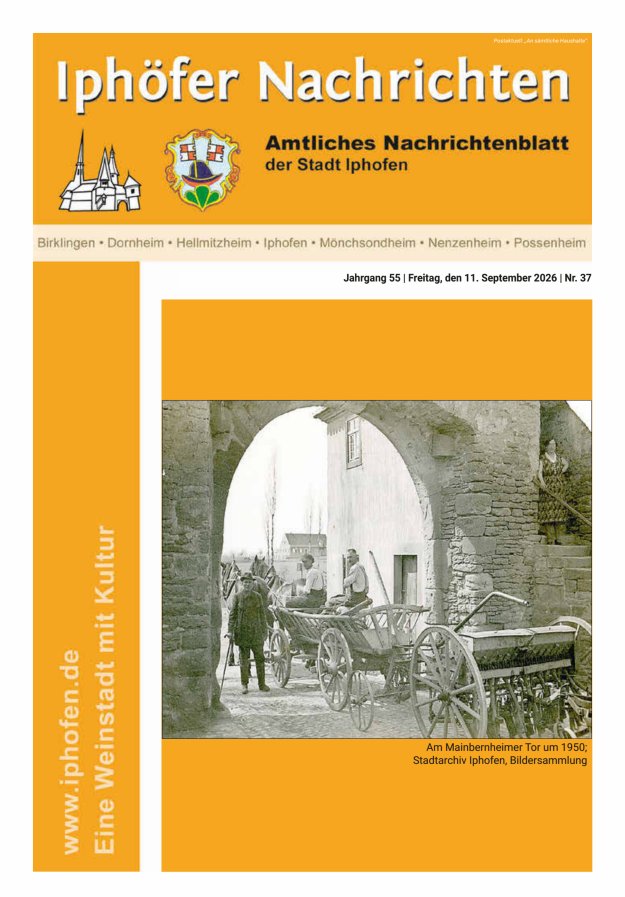 Iphöfer Nachrichten Titelblatt 37/2026