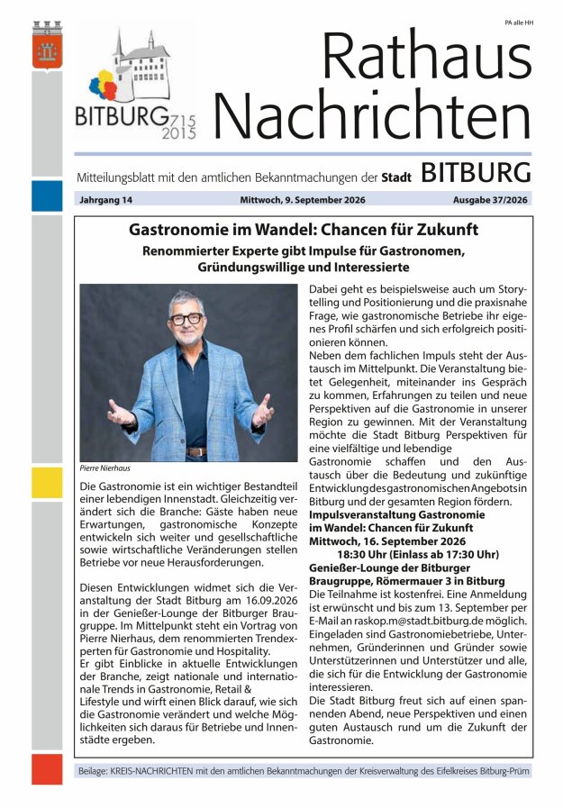 Rathaus-Nachrichten Bitburg Titelblatt 37/2026
