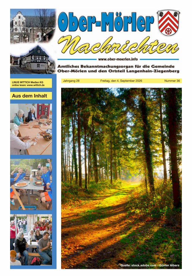 Ober-Mörler Nachrichten Titelblatt 36/2026
