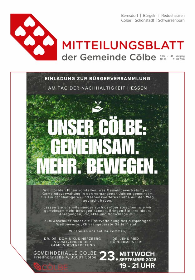Cölbe Titelblatt 18/2026