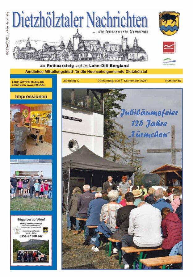Dietzhölztaler Nachrichten Titelblatt 36/2026
