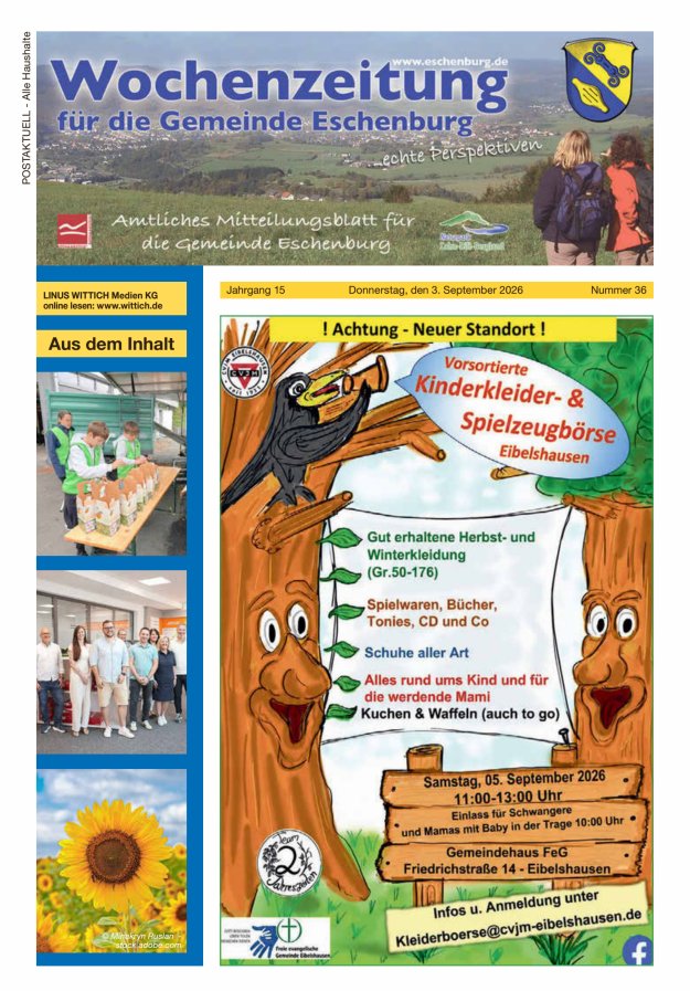 Wochenzeitung für die Gemeinde Eschenburg Titelblatt 36/2026