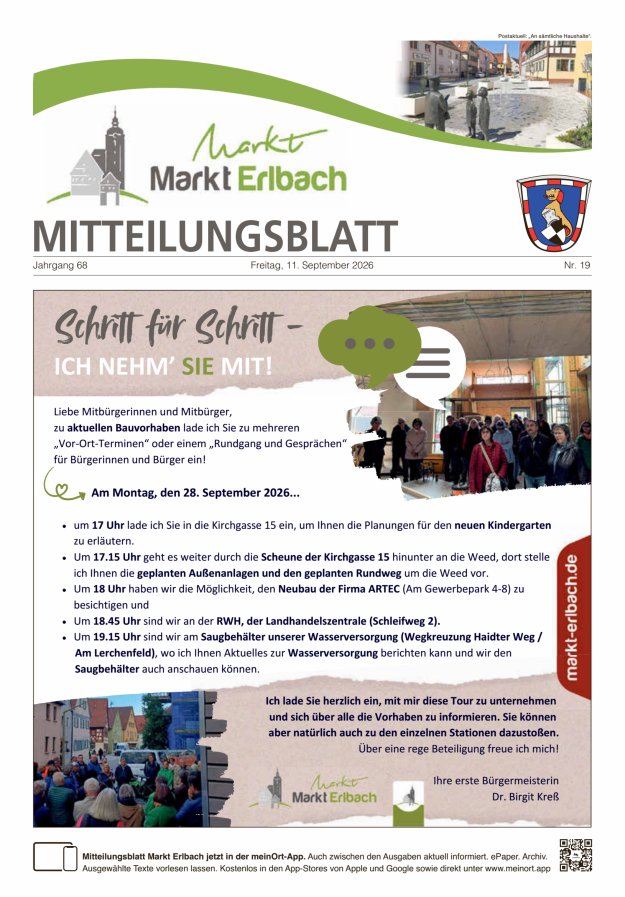 Mitteilungsblatt Markt Erlbach Titelblatt 19/2026