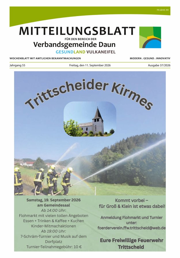 Mitteilungsblatt VG Daun Titelblatt 37/2026