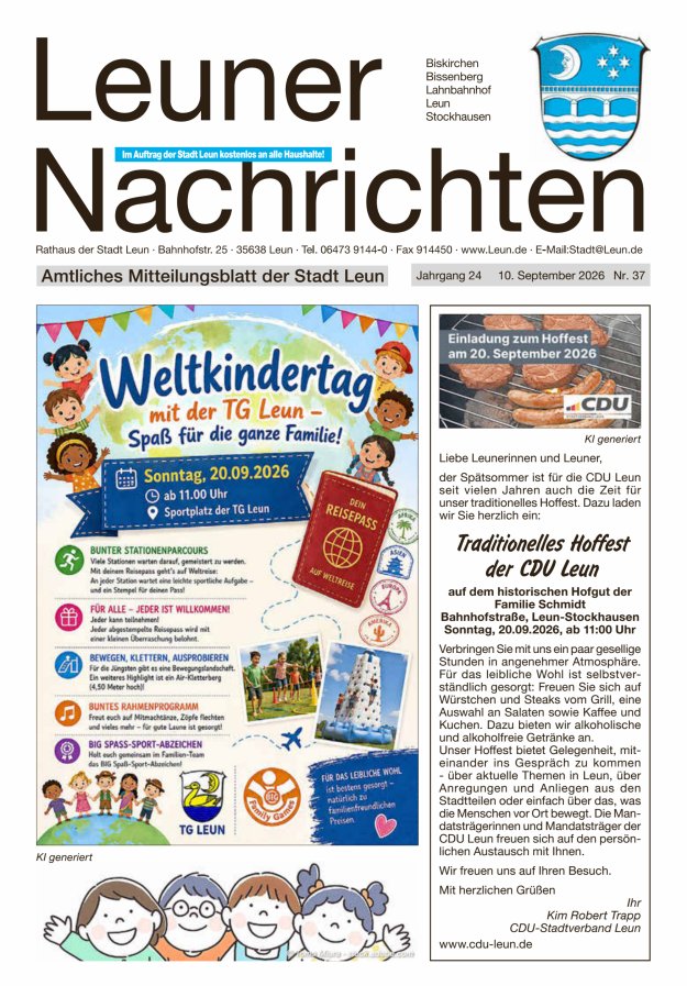 Leuner Nachrichten Titelblatt 37/2026
