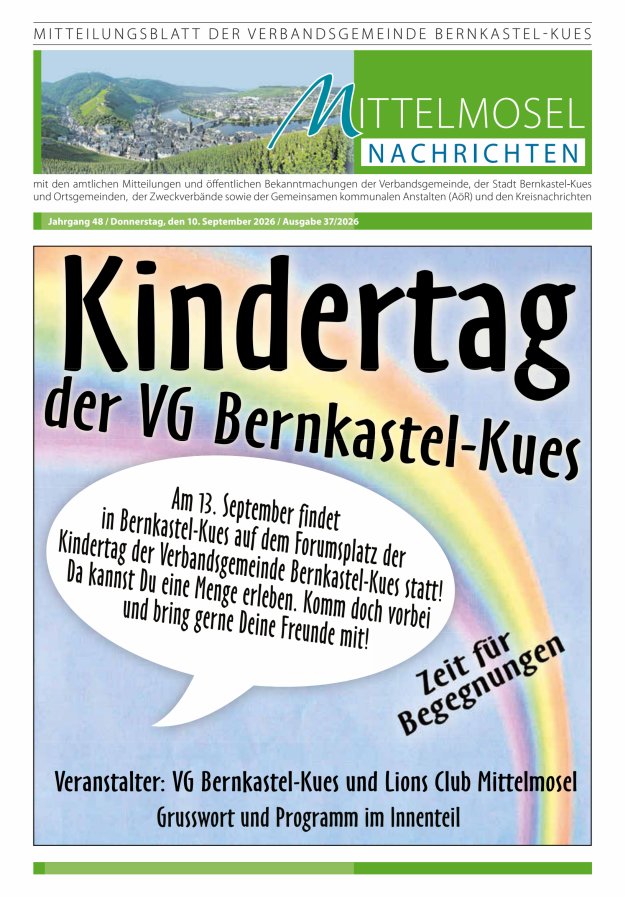 Mittelmosel-Nachrichten VG Bernkastel-Kues Titelblatt 37/2026