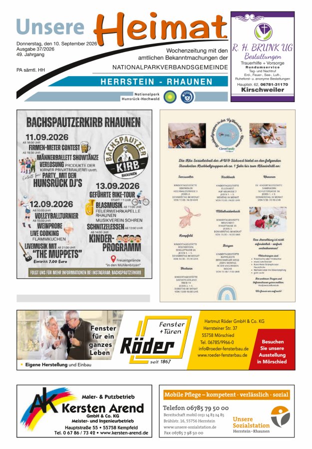 Unsere Heimat VG Herrstein-Rhaunen Titelblatt 37/2026