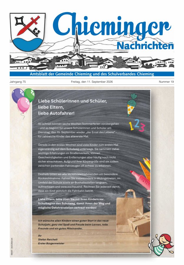 Chieminger Nachrichten Titelblatt 19/2026