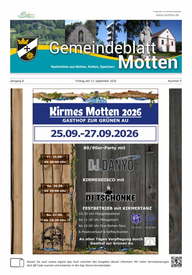 Gemeindeblatt Motten Nachrichten aus Motten Kothen Speicherz Titelblatt 09/2026