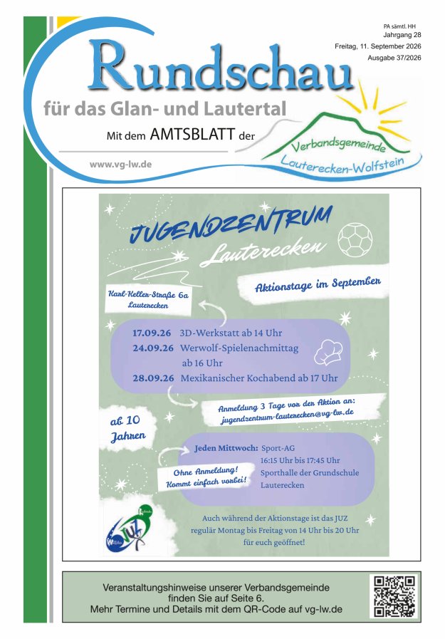 Rundschau für das Glan- und Lautertal Titelblatt 37/2026
