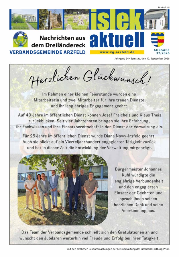 Islek aktuell VG Arzfeld Titelblatt 37/2026
